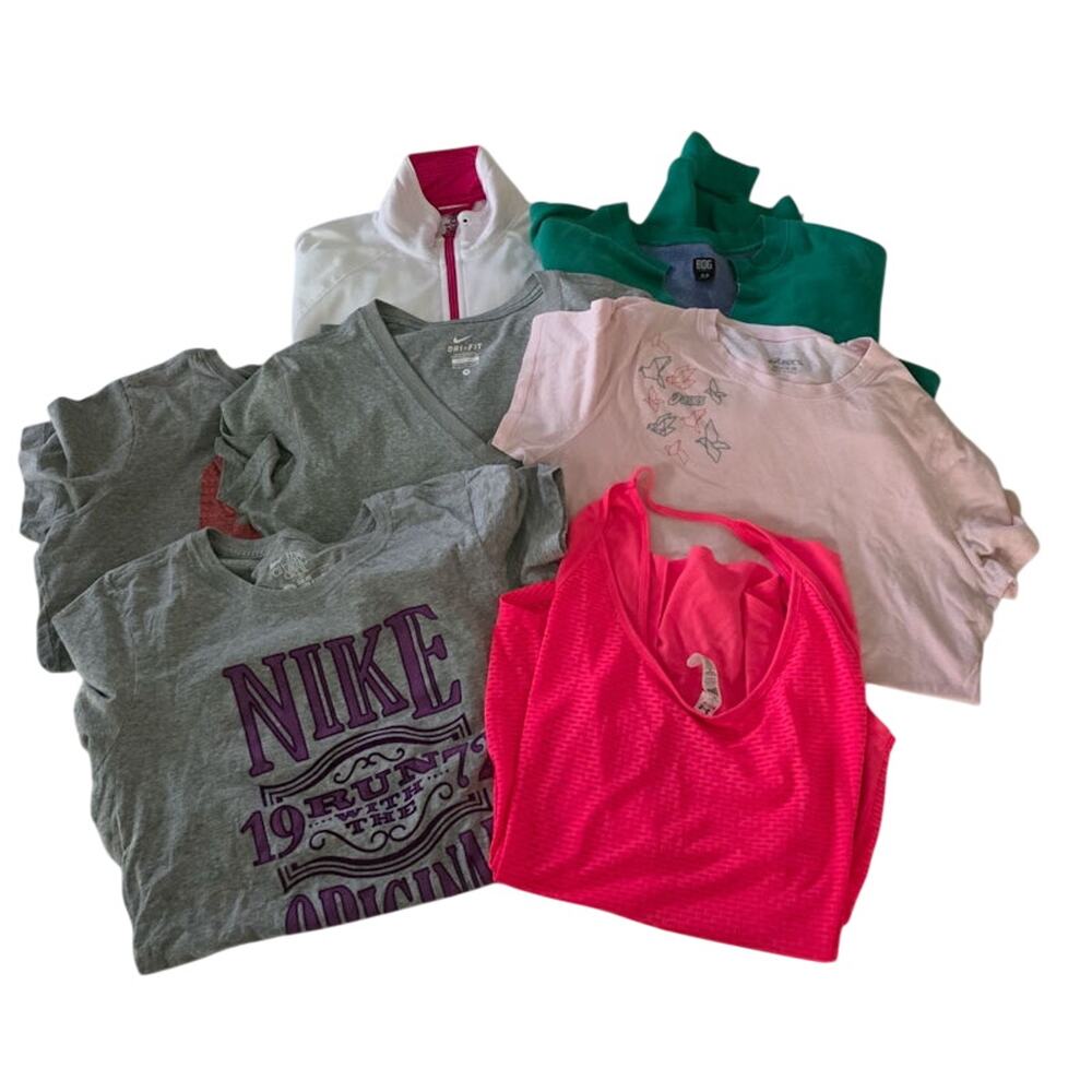 Athleisure Tops Lot 7 Items L and Med Nike Asics Under Armor Adidas Tees Sweatsh
